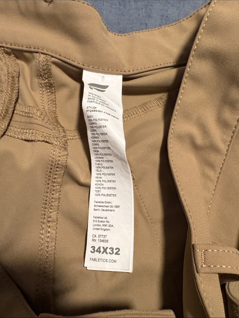 Fabletics Men's Chino Pants in Tan - Picture 2 of 4